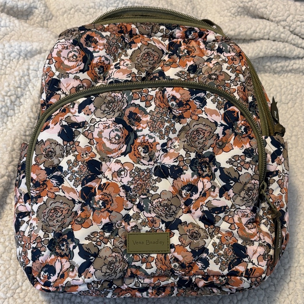 Vera Bradley Floral  mini Backpack - Pink, Brown, and Cream